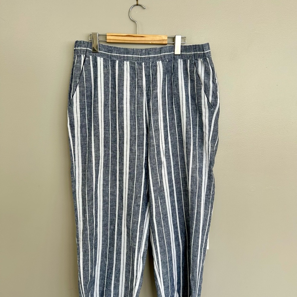 Joe Fresh Women’s Striped Pants - Blue and White Size Large